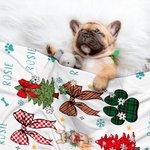 Personalized Coquette Bow Hand-drawn 1-3 Dogs Christmas Tree Pattern Blanket Christmas Home Decor Gift for Dog Pet Lover