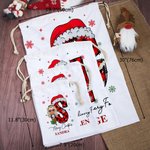 Gepersonaliseerde Kerst Cartoon Karakter Kerstmuts initiële Drawstring Bag Kerstfeest cadeau voor familie Jongens Meisjes