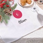 Personalized Holly Wreath Christmas Ball Super Absorbent Microfiber Waffle Towel with Initial and Name Holiday Party Kitchen Decor Gift for Family