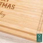 Personalized Santa Hat Christmas Hut Engraved Name FSC Bamboo Charcuterie Cutting Board with Juice Groove Housewarming Holiday Gift for Family Friend