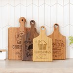 Tabla de cortar para embutidos personalizada con gorro de Papá Noel y asa para los dedos Regalo de inauguración de la casa en Navidad para la familia