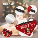 Personalised Christmas Plaid Cartoon Naughty Pet Avatar Adjustable Dog Cat Bandana with Name Birthday Holiday Party Costume Gift for Pet Owners