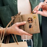 Personalized Cartoon Party Girl Birth Flower Name Folded Leather Wristlet Wallet with Card Holder Birthday Bridal Party Gift for Women