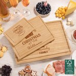 Personalized Santa Hat Christmas Hut Engraved Name FSC Bamboo Charcuterie Cutting Board with Juice Groove Housewarming Holiday Gift for Family Friend