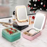 Boîte à bijoux personnalisée 3D Holly Floral Initial avec Nom Changement de couleur LED Miroir de maquillage Anniversaire Accessoires de voyage Cadeau