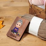 Personalised Cartoon Crochet Knitting Mom Grandma Wooden Needle Storage Box with Magnet and Name Christmas Birthday Gift for Women Craft Lovers