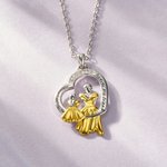 Personalised Mother and Daughter Zircon Heart Pendant Necklace with Engraved Text Dainty Jewellery Mother's Day Birthday Anniversary Gift for Women