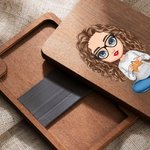 Personalised Cartoon Crochet Knitting Mom Grandma Wooden Needle Storage Box with Magnet and Name Christmas Birthday Gift for Women Craft Lovers