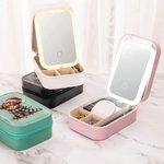 Gepersonaliseerde kerstmuts Highland Cow sieradendoos met naam LED veranderende kleur make-up spiegel verjaardag kerstcadeau voor Highland Cow liefheb