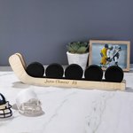 Personalized Wooden Hockey Stick Design Hockey Puck Display Shelf with Text Birthday Home Decor Gift for Hockey Players