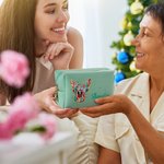 Gepersonaliseerde kleurrijke Glitter Kerstmis Rendier PU lederen make-up tas met naam Travel Essentials kerstcadeau voor vrouwen