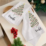 Ligne Personnalisée Arbre de Noël Magique Serviette Gaufrée Microfibre Super Absorbante avec Nom Festival Cuisine Décoration Fête de Noël Cadeau pour 