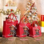 Chapeau de Père Noël Personnalisé Highland Cow Red Jute Tote Bag with Name Birthday Christmas Party Favor Gift for Kids Adults