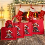 Chapeau de Père Noël Personnalisé Highland Cow Red Jute Tote Bag with Name Birthday Christmas Party Favor Gift for Kids Adults