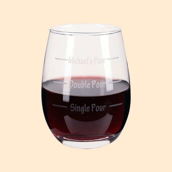Personalized Pour Line Wine Glass with Engraved Name Anniversary Mother's Day Birthday Gift for Wine Lover