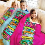 Gepersonaliseerde heldere Paisley Bloemen Doodle Zachte deken met naam Home Decor Vakantie Verjaardagscadeau voor kinderen