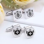 Personalized Family Crest Cufflinks with Engraved Photo Father's Day Birthday Gift for Men