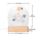 Veilleuse Acrylique Personnalisée avec Nom Éléphant Lion Décoration de Chambre d'Enfant Cadeau Anniversaire Baptême pour Bébé Enfant