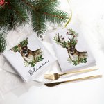 Personalisierte Weihnachtsbaum Kranz Hirsch Super saugfähige Waffel Küche Geschirrtuch mit Namen Küche Dekor Housewarming Urlaub Geschenk für Familie 