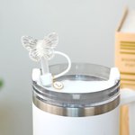 Personalized Colorful Butterfly Straw Cover Topper with Initial Charm Accessories for Stanley Birthday Gift for Women Girls