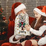 Henkilökohtainen Coquette Bow Faux Glitter joulukuusi kaksipuolinen painettu kiristysnauha lahjapussi Initial ja nimi joululahja perheelle