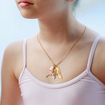 Personalized Ballet Girl Tutu Dance Slippers Pink Flower Charm Necklace with Name Tag and Card Dainty Jewelry Birthday Gift for Women Ballerina