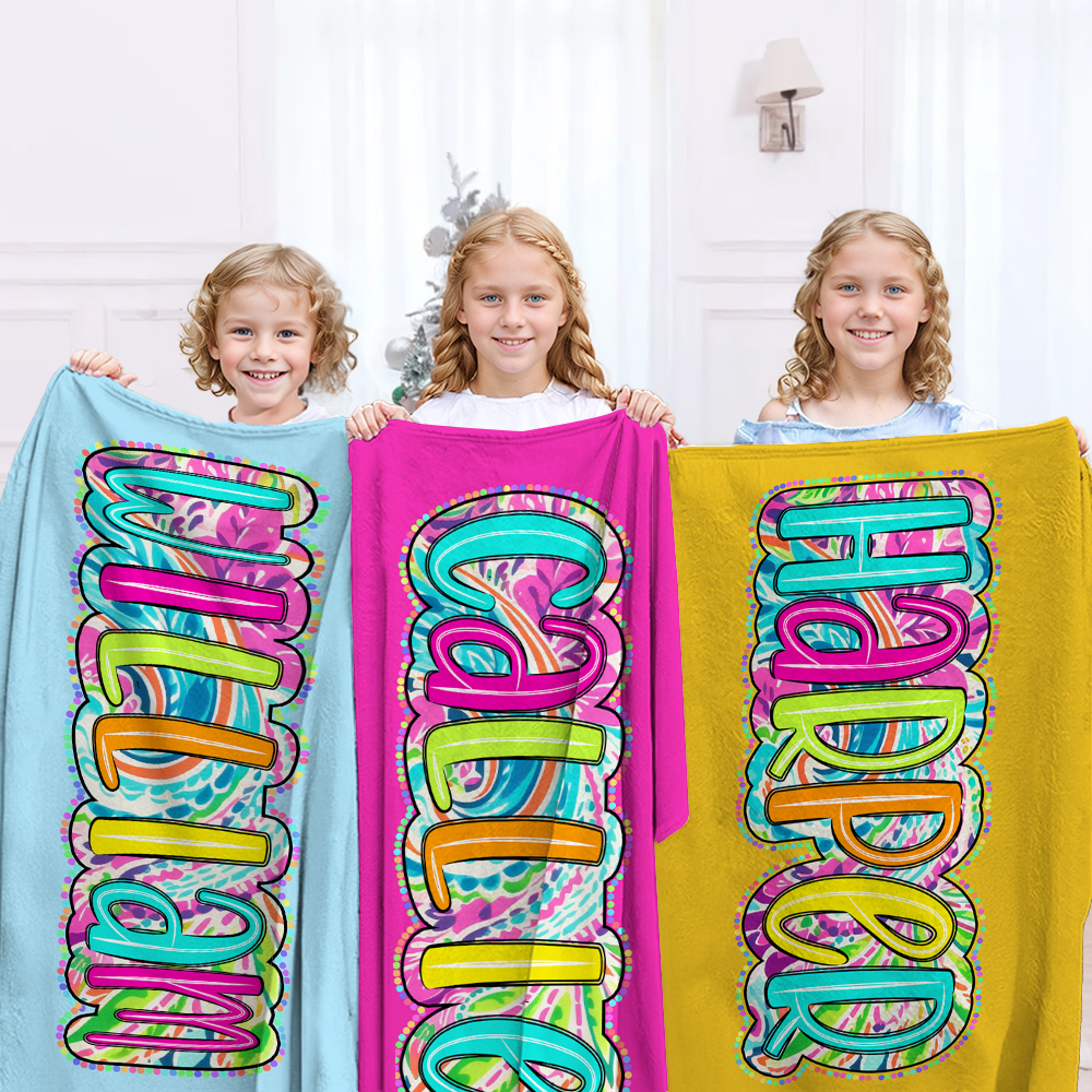 Couverture Douce Personnalisée avec Nom Motif Paisley Cadeau d'Anniversaire et de Fête pour Enfants