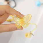 Personalized Colorful Butterfly Straw Cover Topper with Initial Charm Accessories for Stanley Birthday Gift for Women Girls
