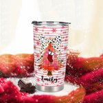 Gobelet personnalisé Coquette Bow Faux Glitter Christmas Tree 20oz Tumbler with Name Cadeau de Noël pour la famille et les amis