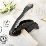 Personalized Floral Monogram Initials Book Embossing Stamp Hand-held Embosser with Storage Bag Birthday Book Club Library Gift for Bookworms Readers