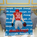 Personalized Football Player Cartoon Character Soft Throw Blanket with Name Home Decor Birthday Gift for Football Sports Lovers