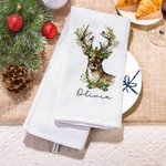 Personalisierte Weihnachtsbaum Kranz Hirsch Super saugfähige Waffel Küche Geschirrtuch mit Namen Küche Dekor Housewarming Urlaub Geschenk für Familie 