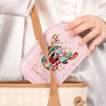 Personalized Christmas Reindeer Leather Jewelry Box with Name and LED Light Makeup Mirror Christmas Travel Accessory Gift for Women