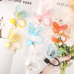 Personalized Colorful Butterfly Straw Cover Topper with Initial Charm Accessories for Stanley Birthday Gift for Women Girls