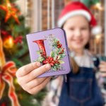 Personalized Portable Holly Leather Bifold Pocket Wallet with Multiple Card Slots Birthday Christmas Gift for Friend Family