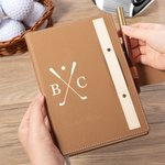 Personalisierte Golf Club Design Leder A5 liniert Notebook und Stift Set mit Buchstaben Geburtstag Aufnahme Zubehör Geschenk für Golf-Enthusiasten