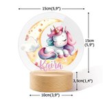 Gepersonaliseerd Fantasie Eenhoorn Dromerige Maan LED Nachtlampje met Houten Voet Naam Babykamer Decoratie Verjaardag Babyshower Cadeau voor Meisjes