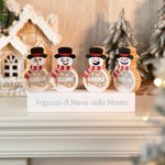 Pupazzo di Neve Personalizzato Decorazione in Legno con Luce LED da Tavolo Nome Blocchi Segno Regalo di Natale per la Festa