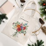 Personalizado 1-8 Nacimiento Flores Bouquet Durable Bolsa de lona con nombre Cumpleaños Día de la Madre de regalo para las mujeres