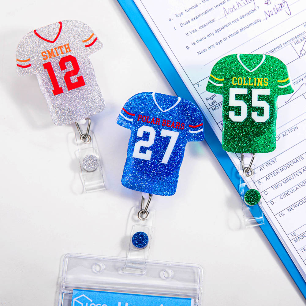 Enrouleur de badge rétractable personnalisé en acrylique avec nom, numéro, infirmière et médecin Cadeau pour professionnel de la santé