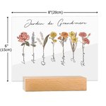 Plaque Acrylique avec Base Personnalisée avec 1-20 Fleurs de Naissance Noms Décoration Chambre Cadeau Anniversaire Noël pour Grands-Parents