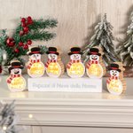 Pupazzo di Neve Personalizzato Decorazione in Legno con Luce LED da Tavolo Nome Blocchi Segno Regalo di Natale per la Festa