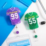 Personalizzato acrilico Glitter maglia calcio retrattile Badge Reel con nome numero infermiere medico accessori regalo per il professionista medico