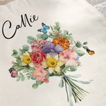 Personalizado 1-8 Nacimiento Flores Bouquet Durable Bolsa de lona con nombre Cumpleaños Día de la Madre de regalo para las mujeres