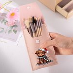 Sac de maquillage de voyage portable en cuir de vache avec 8 brosses de maquillage Cadeau d'anniversaire de Noël pour les femmes