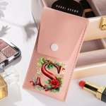 Estuche de brochas de maquillaje personalizado con nombre y 8 brochas de maquillaje en 3D con acebo e iniciales florales Regalo de Navidad para mujer
