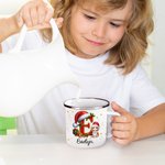 Tasse en émail avec nom personnalisée Holly Initial Santa Hat 12oz Cadeau de Noël pour Garçons Filles