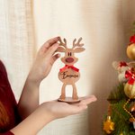 Gepersonaliseerde Houten Rode Neus Rendier Kerst Tafeldecoratie met Naam Feest Decoratie voor Thuis Kerstcadeau voor Familie en Kinderen
