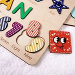 Personalized Colorful Wooden Name Puzzle Board with Numbers and Shapes Montessori Learning Toy Nursery Decor Baby Shower Birthday Gift for Kids