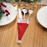 Personalised Santa Hat Table Cutlery Holder Name Place Setting Christmas Dinner Decor Party Supplies Favors for Family Friend